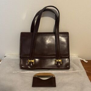 Gucci Vintage 1980s Dark Brown Leather Handbag